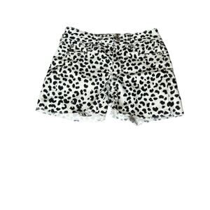 American Eagle womens size 24 shorts white/black cheetah print low-rise raw hem